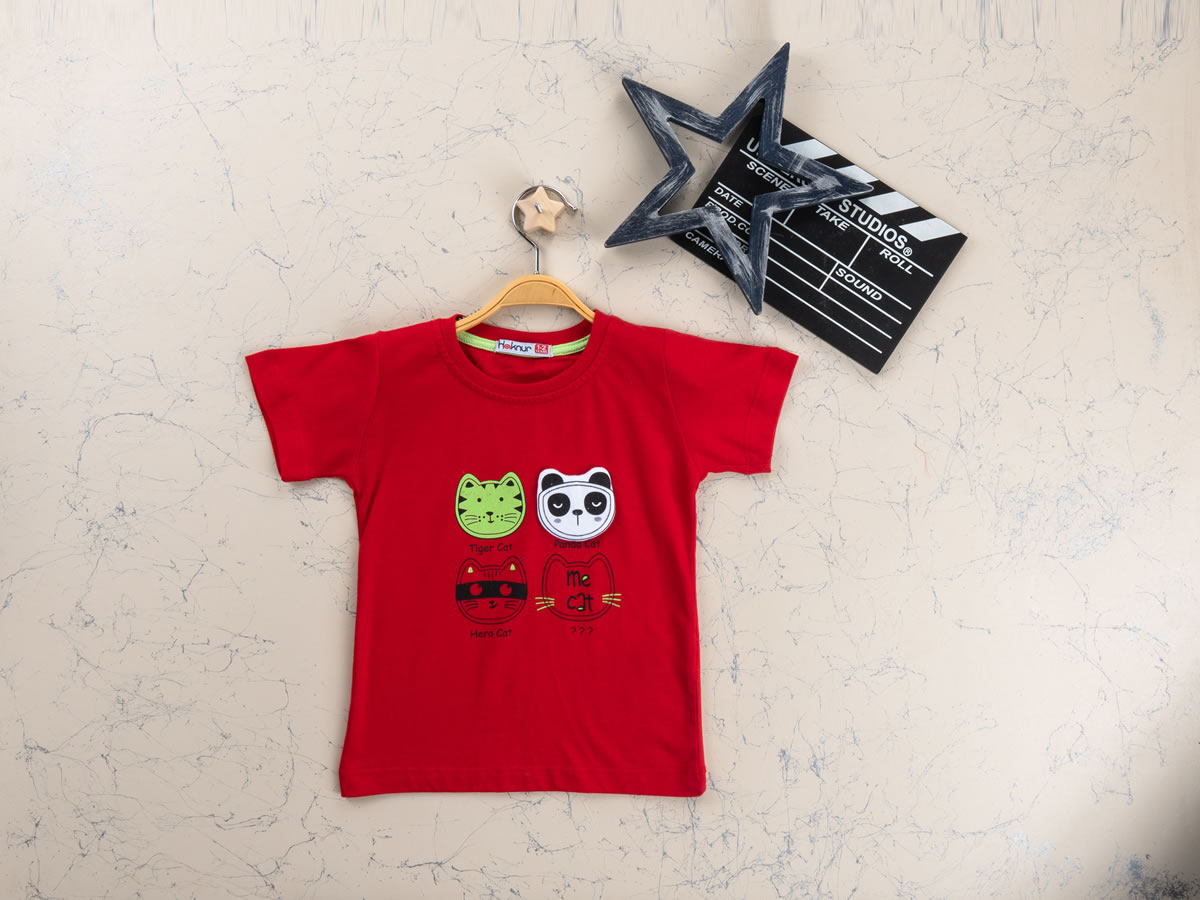 1-2-3-4 YAŞ ERKEK MOBİL KEDİLİ PANDALI TİŞÖRT