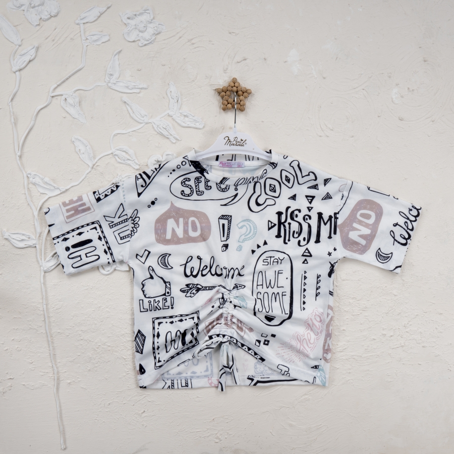 Kız Kiss Me Baskılı 5-8 Yaş Badi