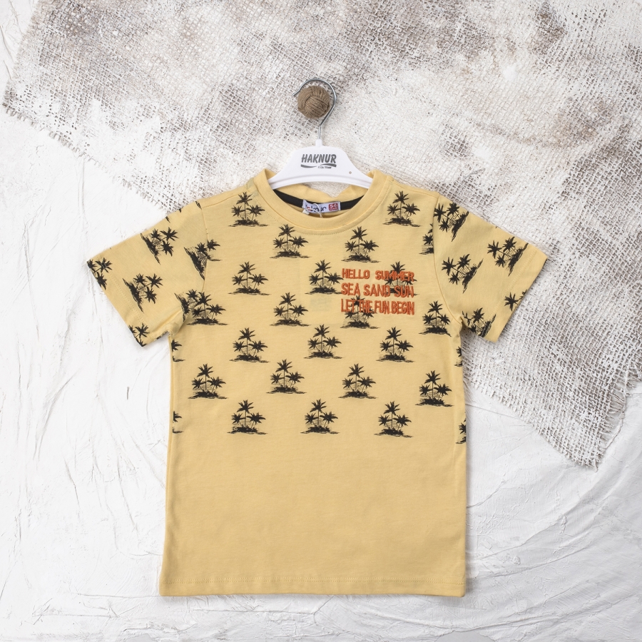 Erkek Hello Summer Nakışlı Baskılı 5-8 Yaş Tişört