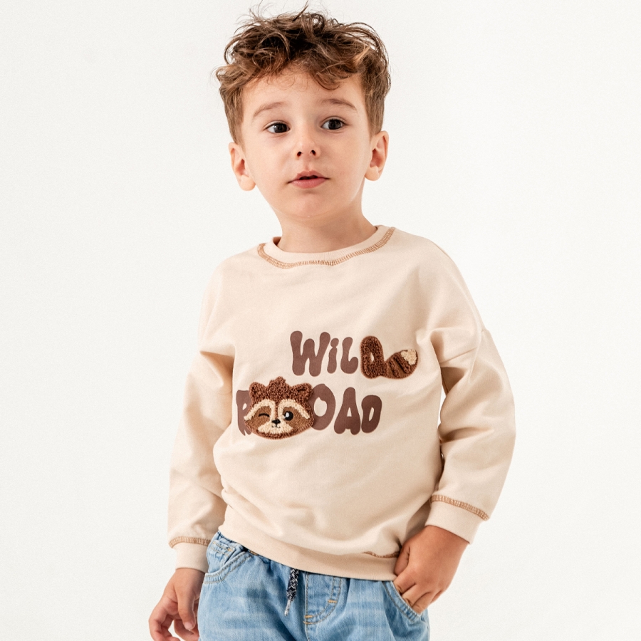 1-4 Yaş Erkek Wild Road Köpek Baskılı Sweat