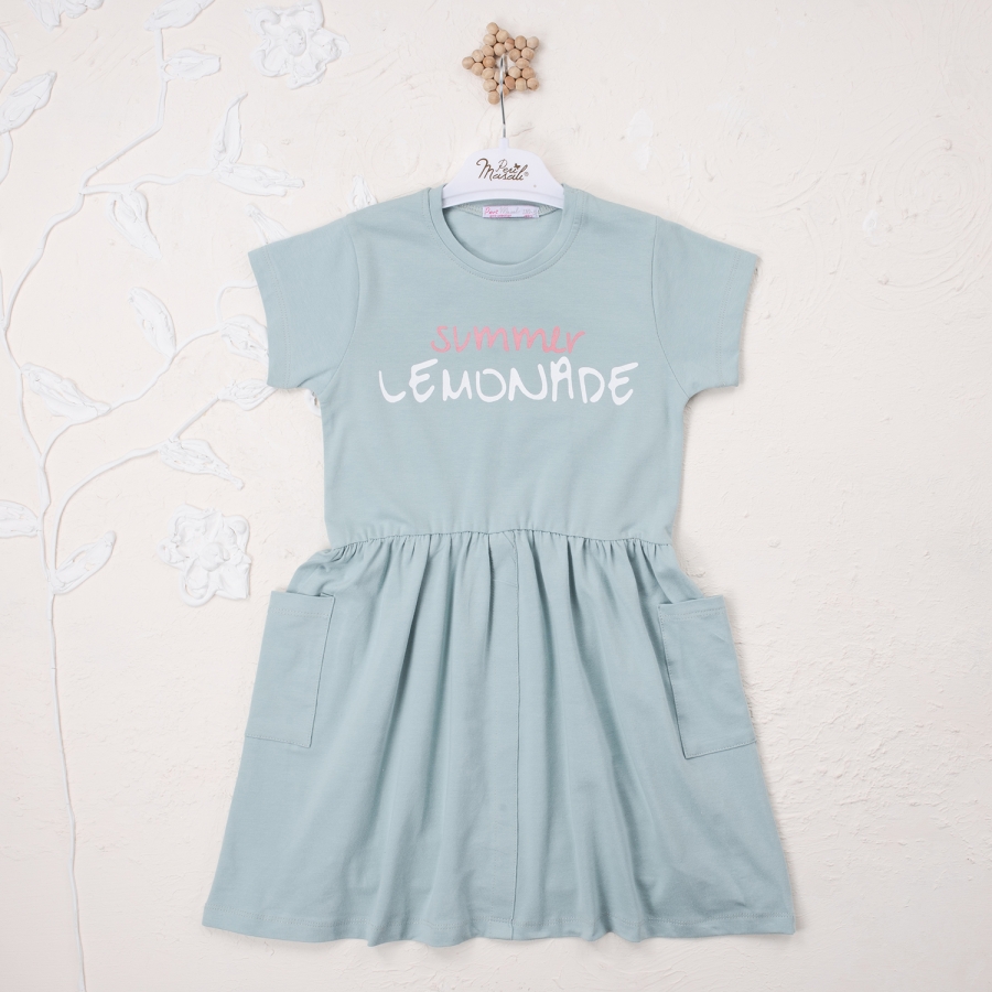 Kız Summer Lemonade Baskılı 5-8 Yaş Elbise