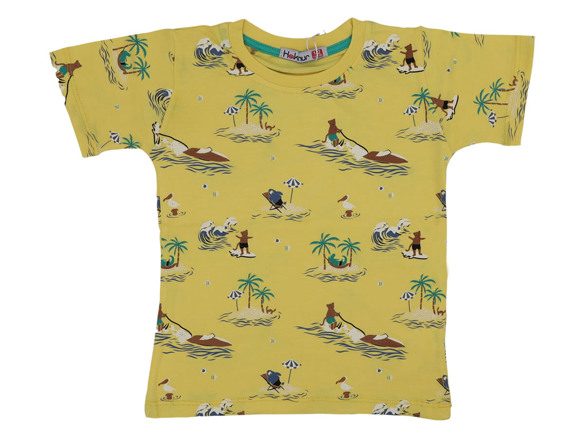 1-4 YAŞ ERKEK KAYKAYLI AYICIK PALMİYELİ ZÜRAFALI TSHIRT