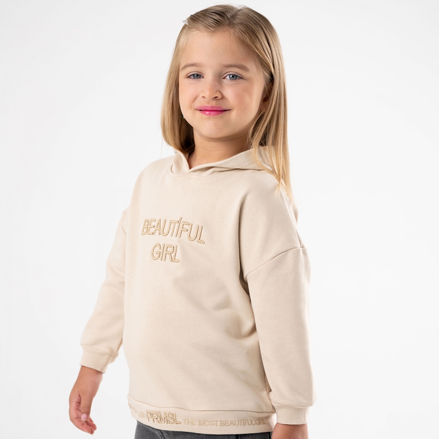 9-12 YAŞ KIZ  DİAGONEL THANKFUL AYICIK SWEAT