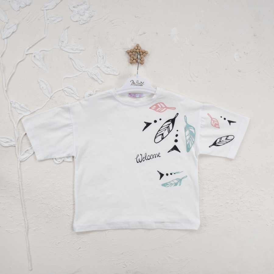 Kız Welcome Yaprak Baskılı 5-8 Yaş Badi