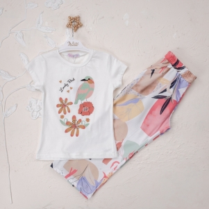 Kız Lovely Bird Baskılı 5-8 Yaş Takım