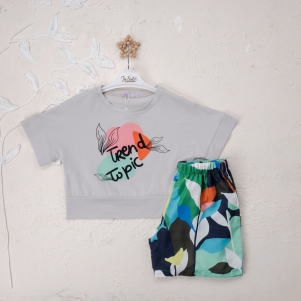 Kız Trend Topic Baskılı 9-12 Yaş Şortlu Takım