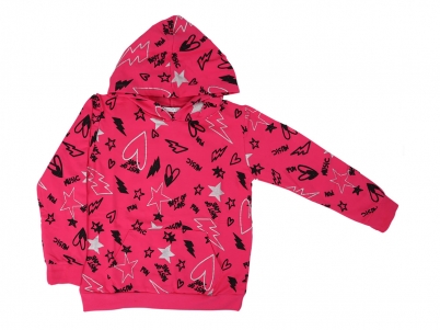   9-12 YAŞ KIZ DESENLİ KAPŞONLU TEK BADİ