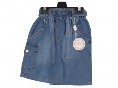  5-6-7-8 YAŞ KIZ KOT KOMONDO CEPLİ TEK ŞORT