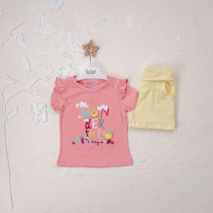 Kız Wonderful Kabartmalı 1-4 Yaş Şortlu Takım