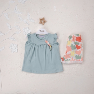 Kız Fiyonklu 1-4 Yaş Şortlu Takım