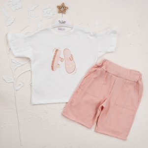 Kız Step By Step Baskılı Şortlu Takım