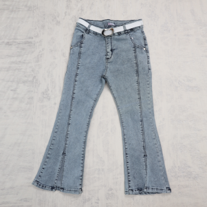 Kız 6-10 Yaş Kemerli Kot Pantolon