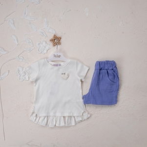 Kız Kalp Kabartmalı 1-4 Yaş Fırfırlı Takım