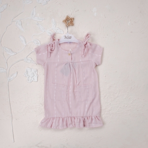 Kız Omuz Fiyonklu 1-4 Yaş Robalı Elbise