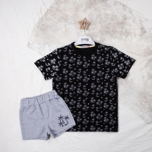 Erkek Ağaç Desenli 5-8 Yaş Gömlek Takım