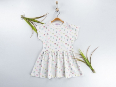 5-8 YAŞ KIZ RENKLİ KALPLİ ELBİSE