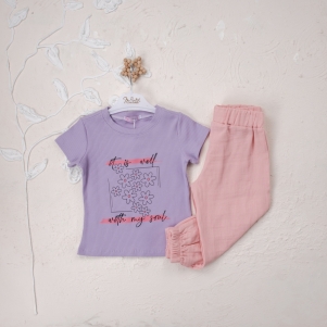 Kız İt İs Well Baskılı 1-4 Yaş Müslin Takım