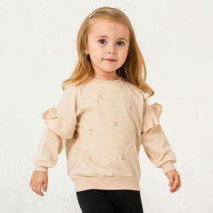 1-4 Yaş Kız 2ip Çiçek Nakışlı Sweat