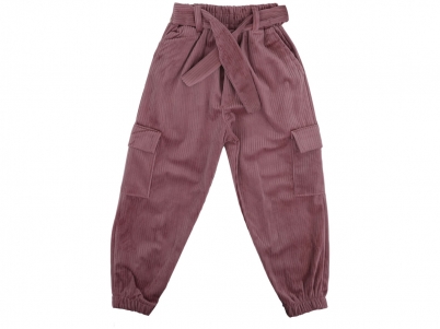 5-6-7-8 KIZ FİTİLLİ KADİFE KOMONDO CEPLİ TEK PANTOLON