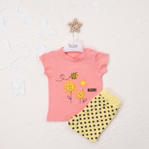 Kız Arı Çiçek Baskılı 6-18 Aylık Takım