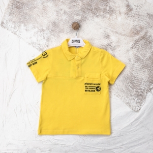 Erkek Planet World Sırt Baskılı Gömlek Yakalı 5-8 Yaş Tişört