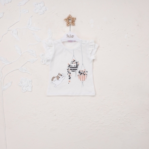 Kız Kedi Sırt Baskılı 6-18 Aylık Fırfırlı Badi