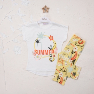 Kız Summer Festival Baskılı 5-8 Yaş Taytlı Takım
