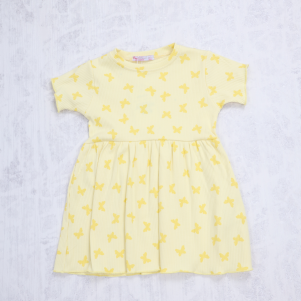 Kız 5-8 Yaş Kelebek Desenli Fitilli Elbise