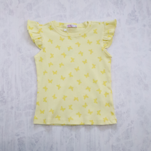 Kız 5-8 Yaş Kelebek Desenli Fitilli Tişört