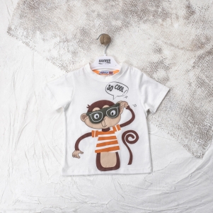 Erkek Gözlüklü Maymun Baskılı 1-4 Yaş Tişört