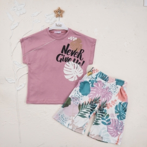 Kız Never Give Up 5-8 Yaş Şortlu Takım