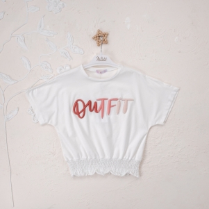 Kız Outfit Yazı Nakışlı 5-8 Yaş Badi