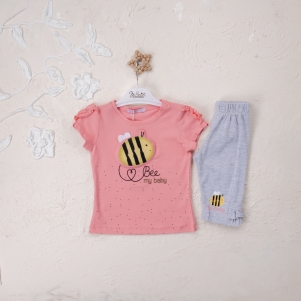 Kız Arı Kabartmalı 1-4 Yaş Taytlı Takım