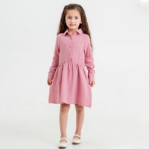 5-8 Yaş Kız Düğmeli Elbise