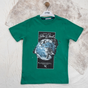 Erkek Blue Planet Baskılı 9-12 Yaş Tişört