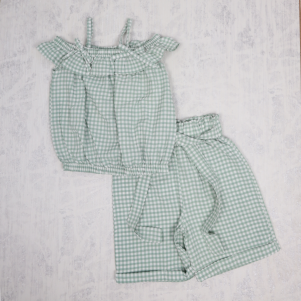 Kız 5-8 Yaş Gofre Ekose Takım