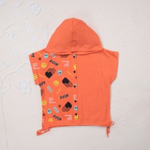 Kız Emoji Baskılı 5-8 Yaş Şapkalı Badi