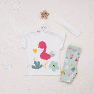 Kız Flamingo Baskılı 6-18 Aylık Takım