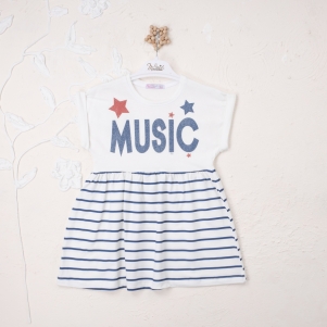 Kız Music Baskılı 1-4 Yaş Elbise