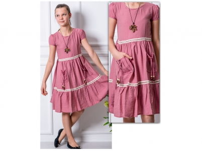 11-15 YAŞ KIZ CEBİ HASIRLI ELBİSE