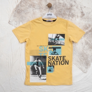 Erkek Skate Nation Baskılı 9-12 Yaş Tişört