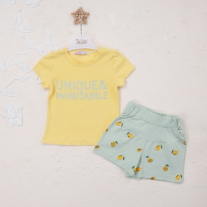 Kız Uniıque Baskılı 1-4 Yaş Şortlu Takım