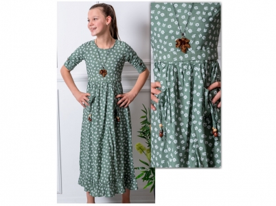 11-15 YAŞ DESENLİ UZUN KOL ELBİSE 