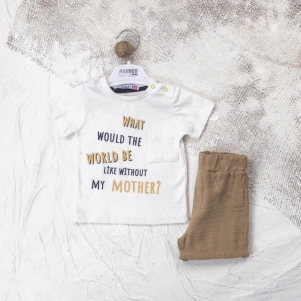 Erkek Yazı Baskılı Cepli 6-18 Aylık Takım